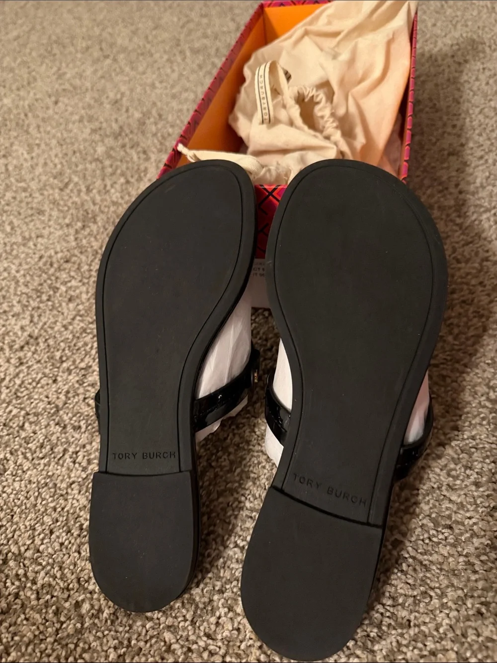 Tory Burch Black Patent Miller Logo Slide Sandals - Women